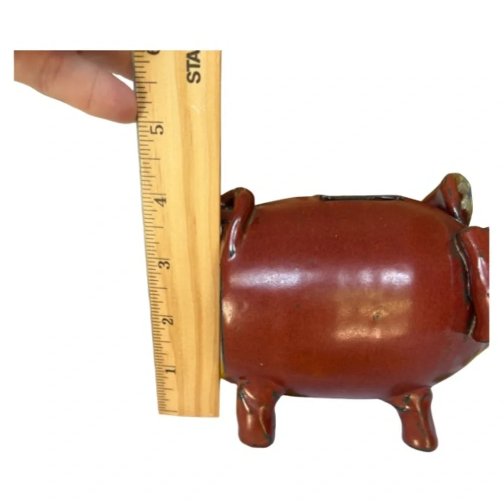 Vintage Artisan Pottery Rustic Brown Piggy Bank with Cork Stopper